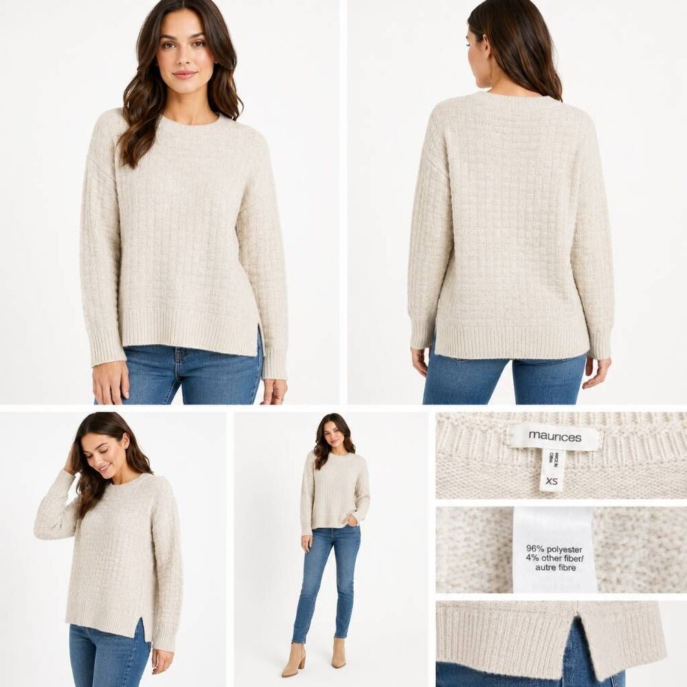 Maurices Women’s White Metallic Knit Sweater XS